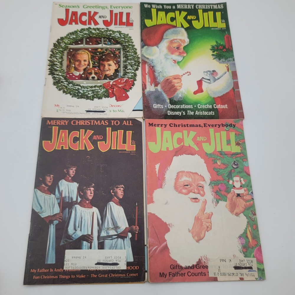 Vintage Jack and Jill Magazine Lot 4 Christmas Issues 1970s Disney Aristocats